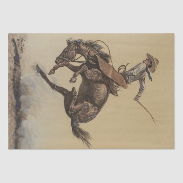 “Bucking Horse” Western Art by Will James Tissue Paper (Front)