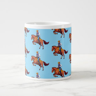 Bucking horse with the man large coffee mug