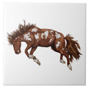 Bucking paint horse ceramic tile