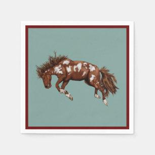 Bucking paint horse napkin