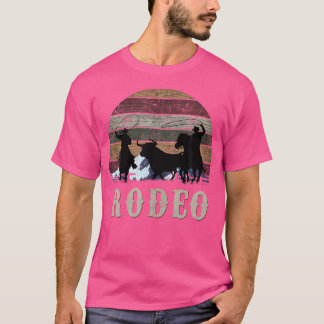 Bucking Rodeo Cowboy Team Roping Horse Riding Blac T-Shirt