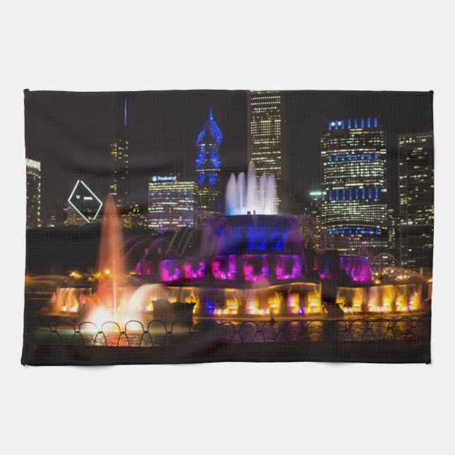 Buckingham Fountain Chicago Tea Towel (Horizontal)