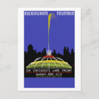 "Buckingham Fountain, Chicago" Vintage Travel