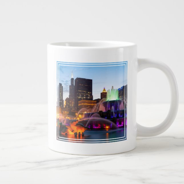 Buckingham Fountain Lit At Night Large Coffee Mug (Right)