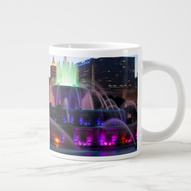 Buckingham Fountain Lit At Night Large Coffee Mug (Right)