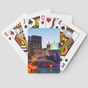 Buckingham Fountain Lit At Night Playing Cards