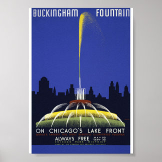 Buckingham Fountain Vintage WPA Poster