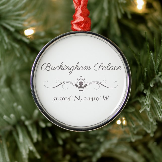 Buckingham Palace Latitude and Longitude Metal Ornament (Tree)