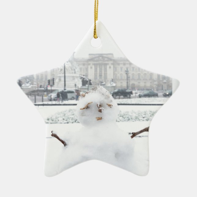Buckingham Palace snowman London Ceramic Tree Decoration (Front)