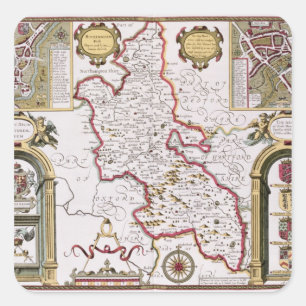 Buckinghamshire, engraved by Jodocus Square Sticker