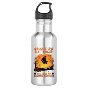 Buckle Up Buttercup Halloween Ghost Witch Hat Broo 532 Ml Water Bottle