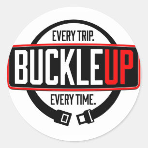 Buckle up classic round sticker