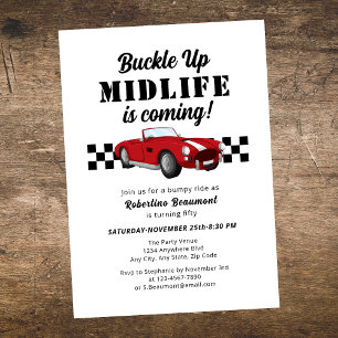 Buckle Up Funny Midlife Car 50th Birthday Invitation