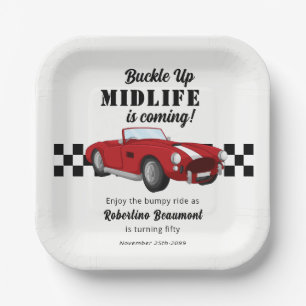 Buckle Up Funny Midlife Car 50th Birthday Paper Plate