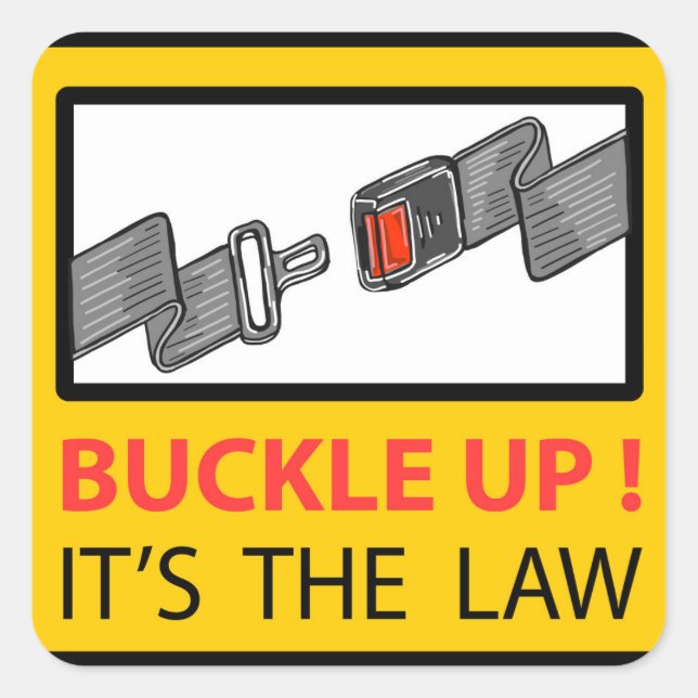 Buckle Up Sign Vector Sketch Square Sticker (Front)