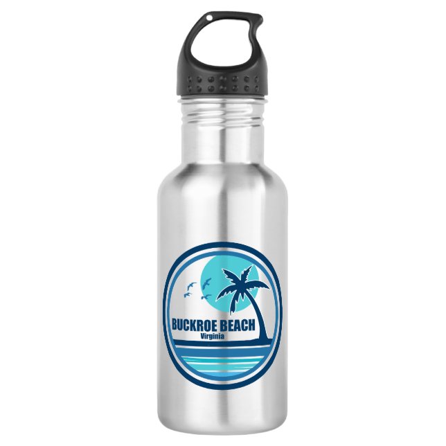 Buckroe Beach Virginia Palm Tree Birds 532 Ml Water Bottle (Front)