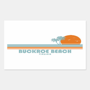 Buckroe Beach Virginia Sun Palm Trees Rectangular Sticker