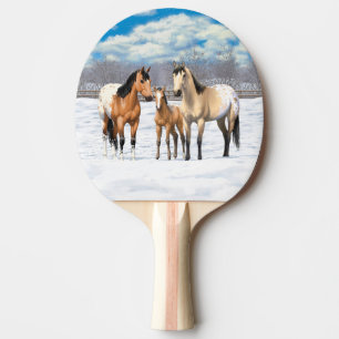 Buckskin Appaloosa Horses In Snow Ping Pong Paddle
