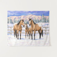 Buckskin Appaloosa Horses In Snow