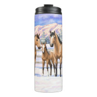 Buckskin Appaloosa Horses In Snow