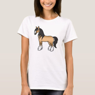 Buckskin Cartoon Gypsy Vanner Shire Horse T-Shirt