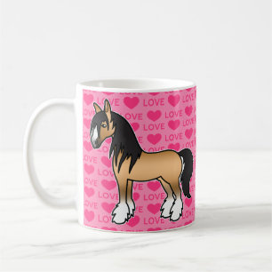 Buckskin Cartoon Gypsy Vanner Shire Love Coffee Mug