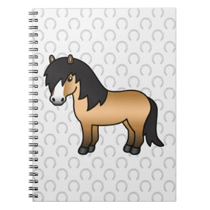 Buckskin Colour Shetland Pony Cartoon Illustration Notebook