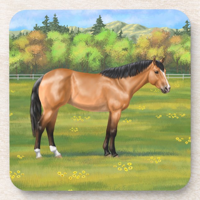 Buckskin Dun Quarter Horse Coaster (Front)