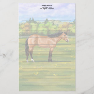 Buckskin Dun Quarter Horse Stationery
