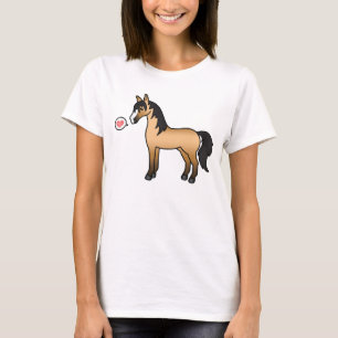 Buckskin Horse Cartoon Illustration Horse Love T-Shirt