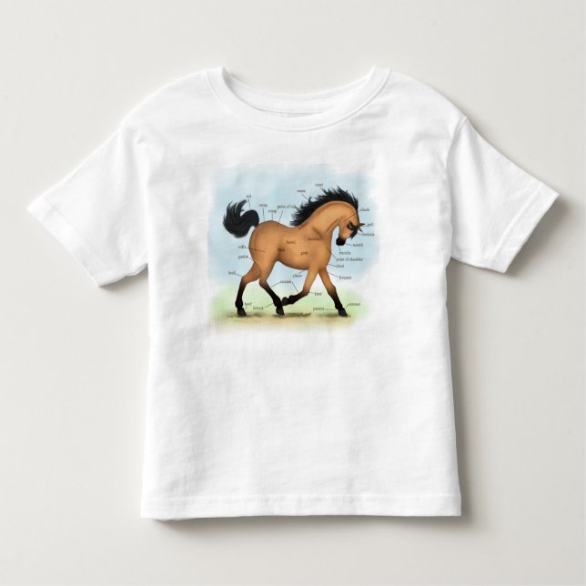 Buckskin Horse Educational Equine Anatomy Toddler T-Shirt (Front)