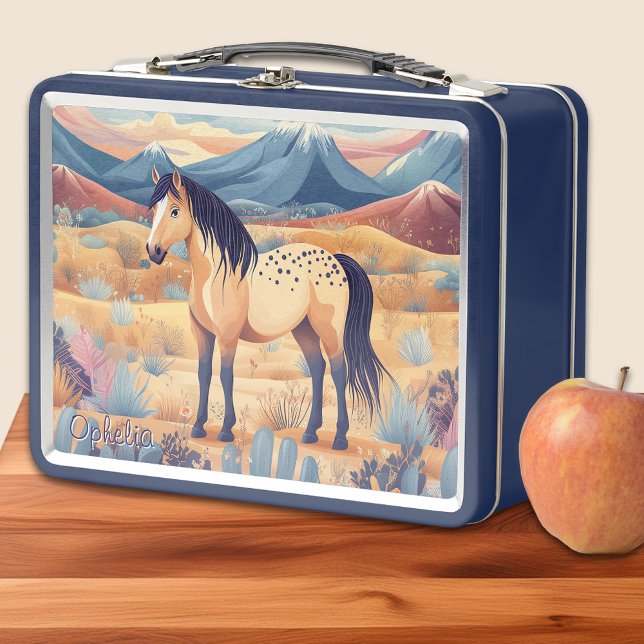Buckskin Horse Girls Colourful Desert Cactus Fun Metal Lunch Box (Buckskin Horse Girls Colorful Desert Cactus Fun Personalized Metal Lunch Box for Back-to-school)
