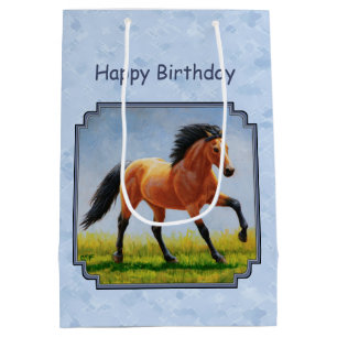 Buckskin Horse Running Light Blue Medium Gift Bag
