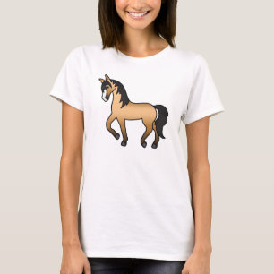 Buckskin Horse Who Is Trotting Cartoon Illustrated T-Shirt