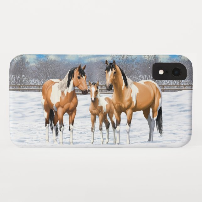 Buckskin Paint Horses In Snow Case-Mate iPhone Case (Back (Horizontal))