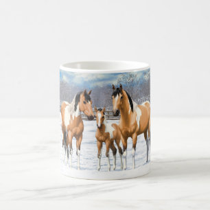 Buckskin Paint Horses In Snow Coffee Mug