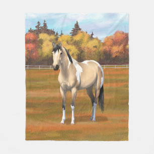 Buckskin Pinto Dun Paint Horse Staillion Fleece Blanket