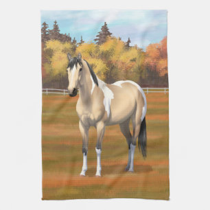 Buckskin Pinto Dun Paint Horse Staillion Tea Towel