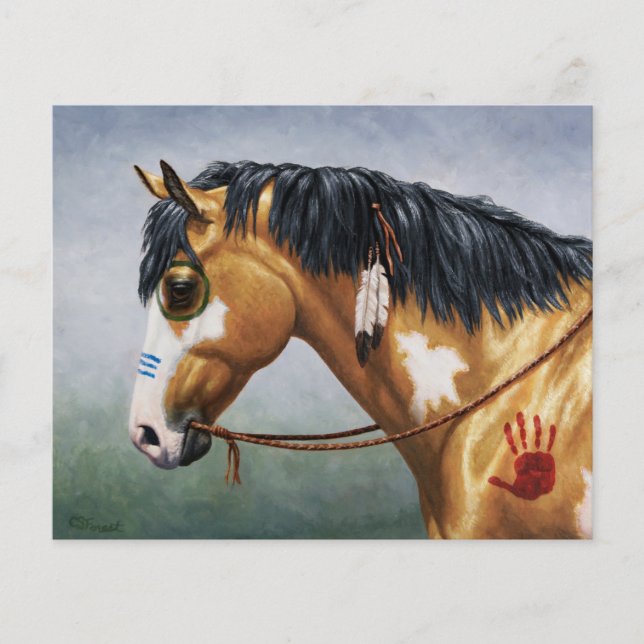 Buckskin Pinto Native American War Horse (Front)