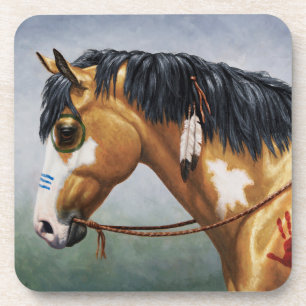 Buckskin Pinto Native American War Horse Coaster