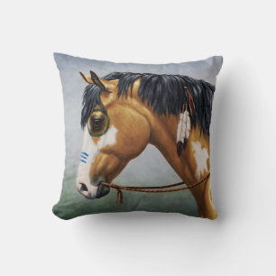Buckskin Pinto Native American War Horse Cushion