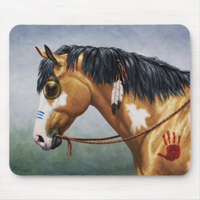 Buckskin Pinto Native American War Horse Mouse Pad (Front)