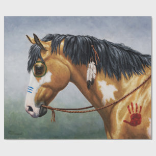 Buckskin Pinto Native American War Horse Wrapping Paper