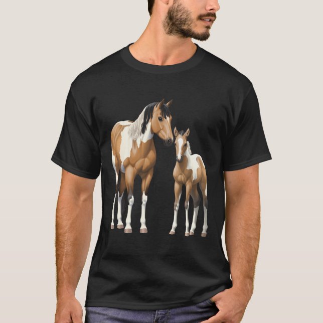 Buckskin Pinto Paint Quarter Horse Mare Foal Hoodi T-Shirt (Front)