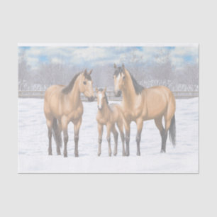 Buckskin Quarter Horses In Snow Tissue Paper