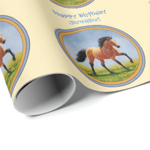 Buckskin Running Horse Yellow Wrapping Paper