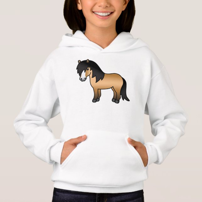 Buckskin Shetland Pony Cute Cartoon Illustration (Front)