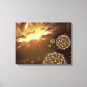 Buckyballs floating in interstellar space canvas print