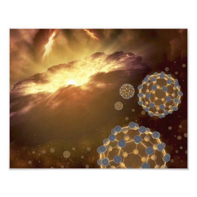 Buckyballs floating in interstellar space photo print (Front)