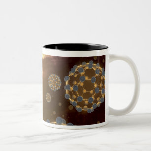 Buckyballs floating in interstellar space Two-Tone coffee mug